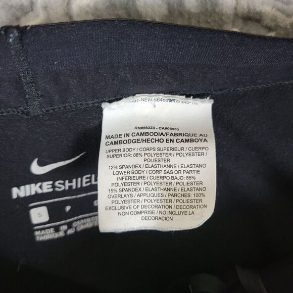 Nike Shield Leggings Women’s Small Black Dri Fit Running Gym Zip Ankle Athletic - Picture 9 of 15